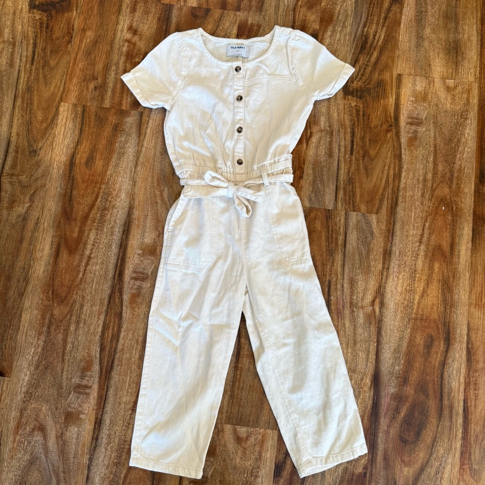 Old Navy White Jumpsuit with Tie Waist